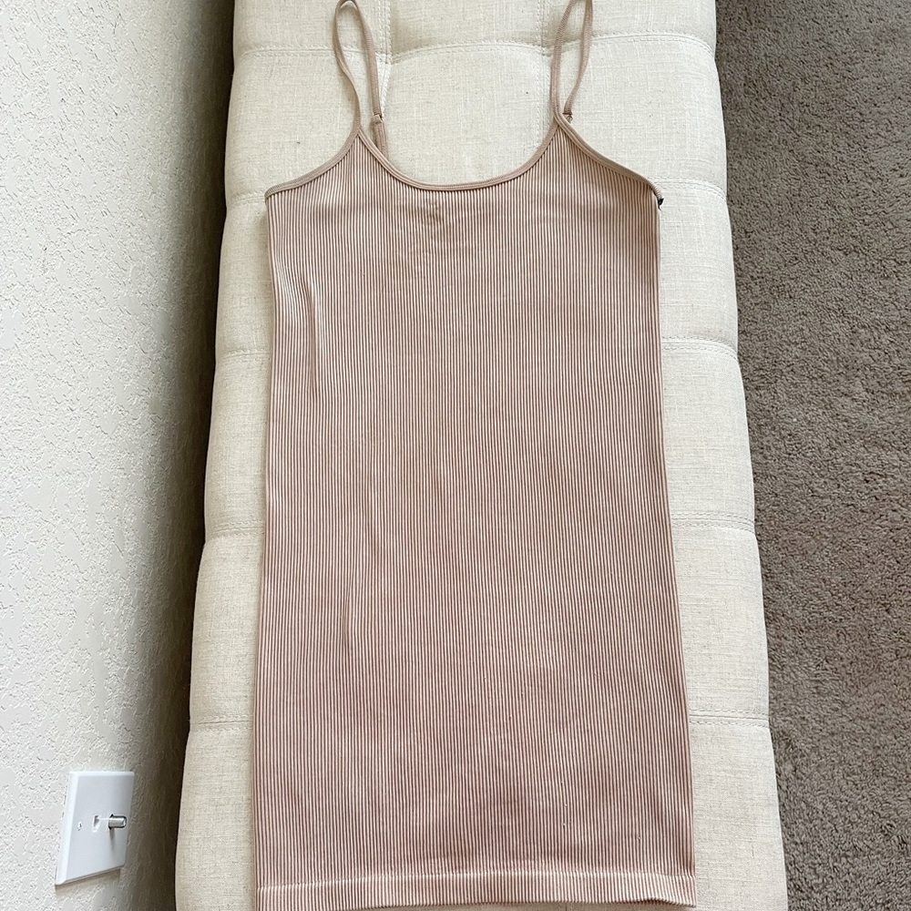 Forever 21 Ribbed Light Brown Spaghetti Strap Bodycon Dress